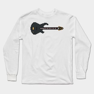 Pixel Heavy Metal Black Bass Guitar Long Sleeve T-Shirt